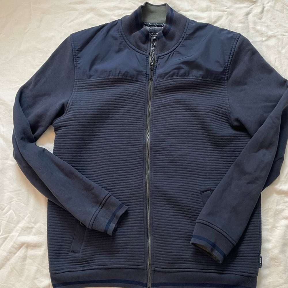 Ted Baker Sardin Quilted Jacket Navy Blue Size 5